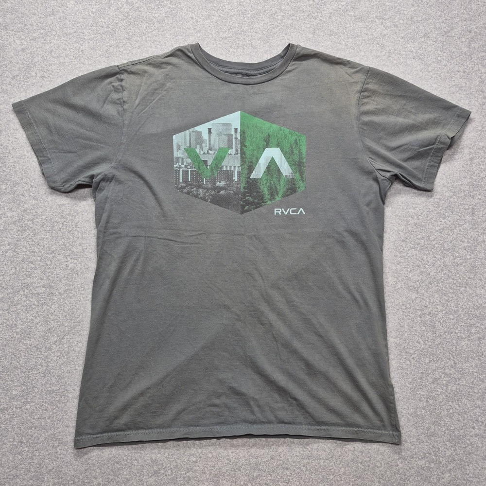 RVCA Shirt Mens L Gray Short Sleeve Graphic Tee Artist Network Program ANP